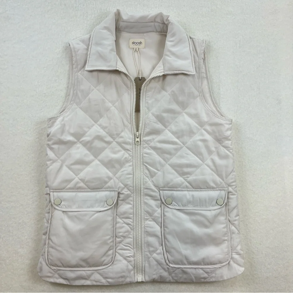 NWT Stoosh White Quilted Puffer Vest Size Medium